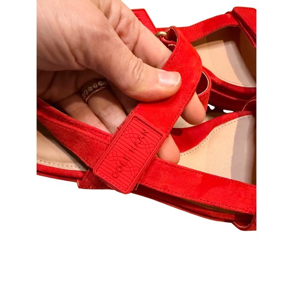 Cole Haan Grand Ambition Red Suede Wedge Sandals W22374 Size 7 - Picture 5 of 16